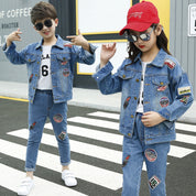 Girl's Blue Jeans Jacket & Pants Set