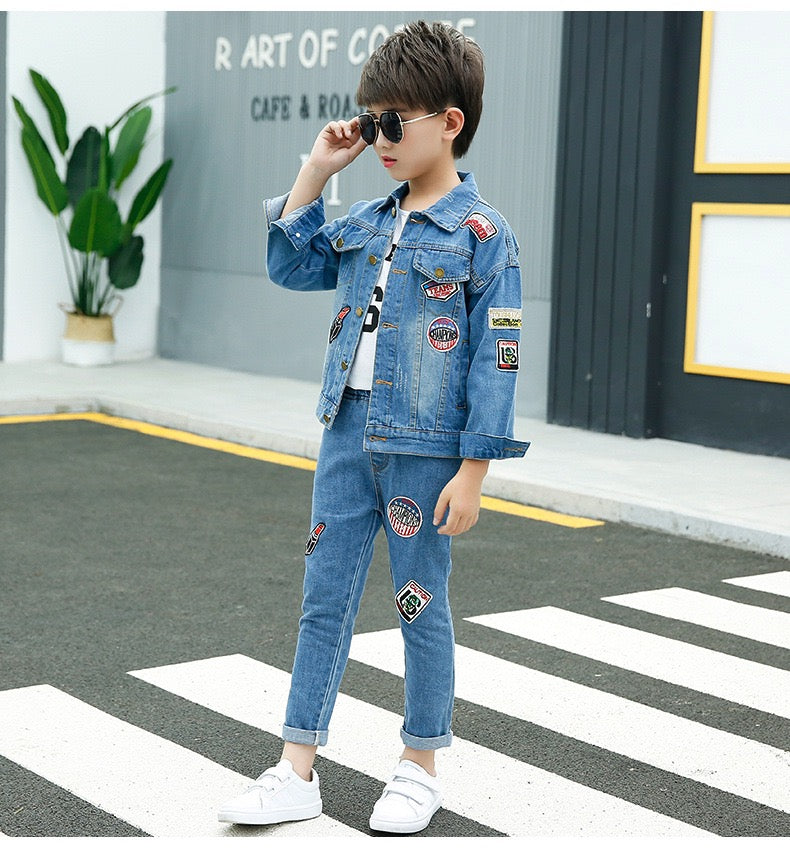 Girl's Blue Jeans Jacket & Pants Set