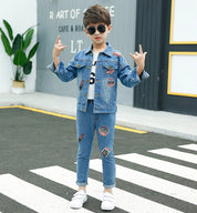 Girl's Blue Jeans Jacket & Pants Set