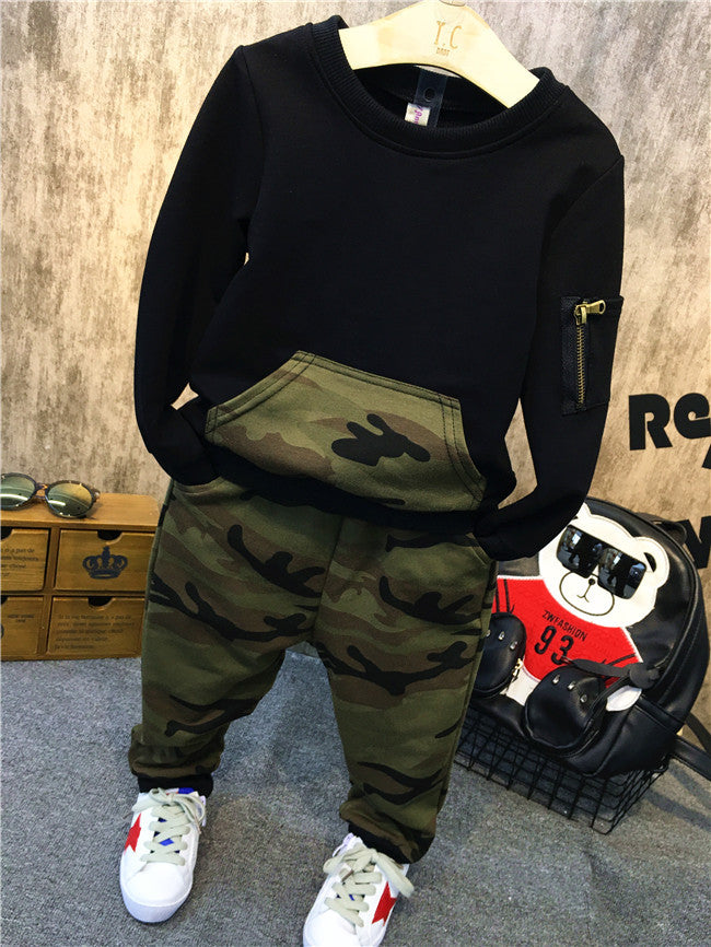 Googo Gaaga Boys Sweatshirt And Camouflage Pant Set