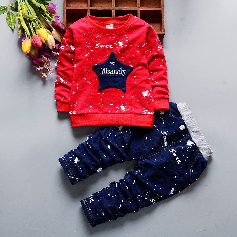 Stylish Boy's Cotton Full Sleeves Sweatshirt and Pant in Red