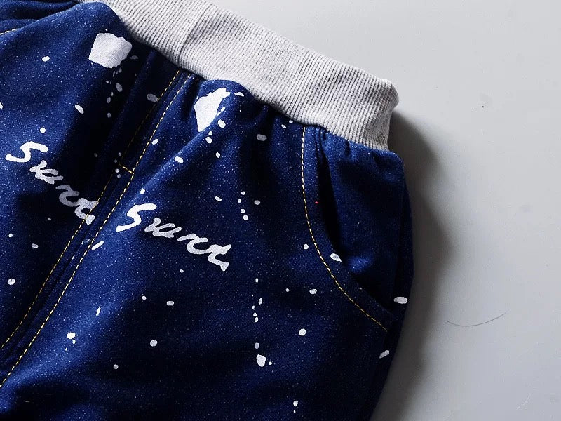 Boy's Blue Full-Sleeve Sweatshirt & Pants Set