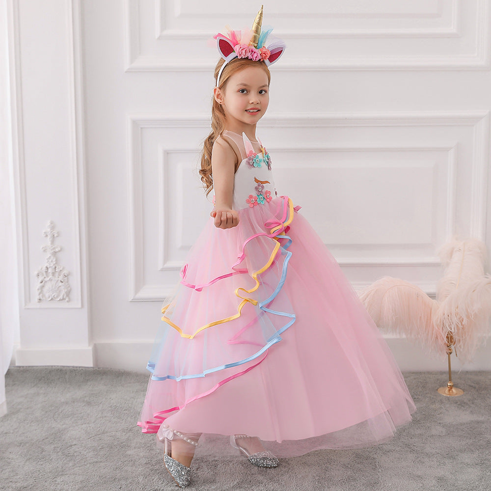 Girl's Pink Unicorn Dress