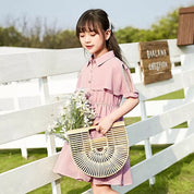 Girl's Peach Button Dress
