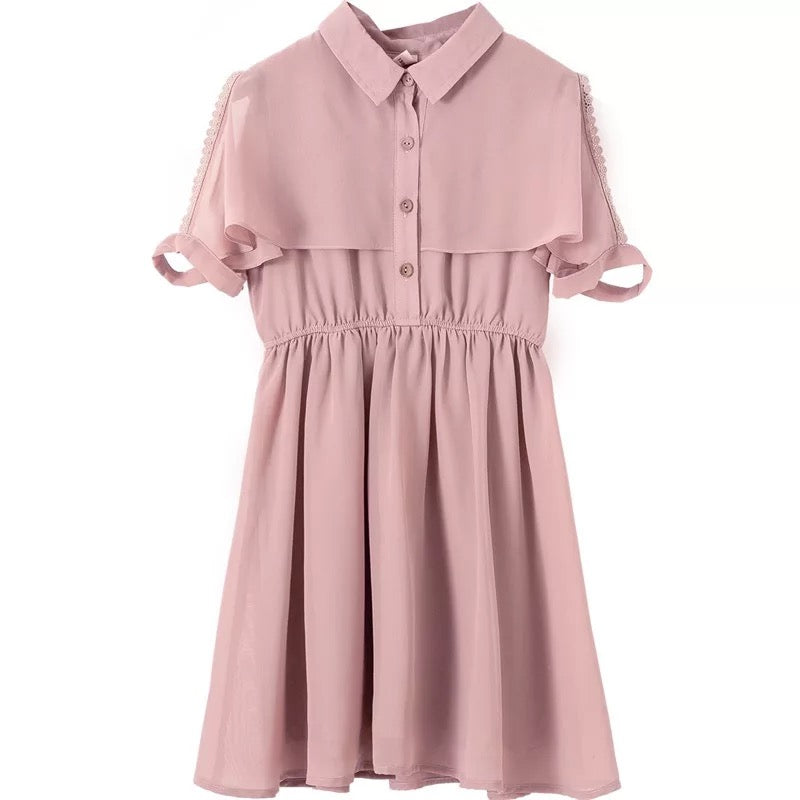 Googo Gaaga Button Detailed Cotton  Dress In Peach Colour