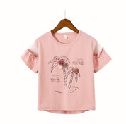 Girl's Pink Cotton T-Shirt