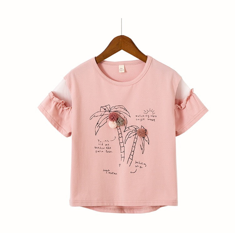 Girl's Pink Cotton T-Shirt