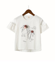 Girl's White Crew Neck T-Shirt