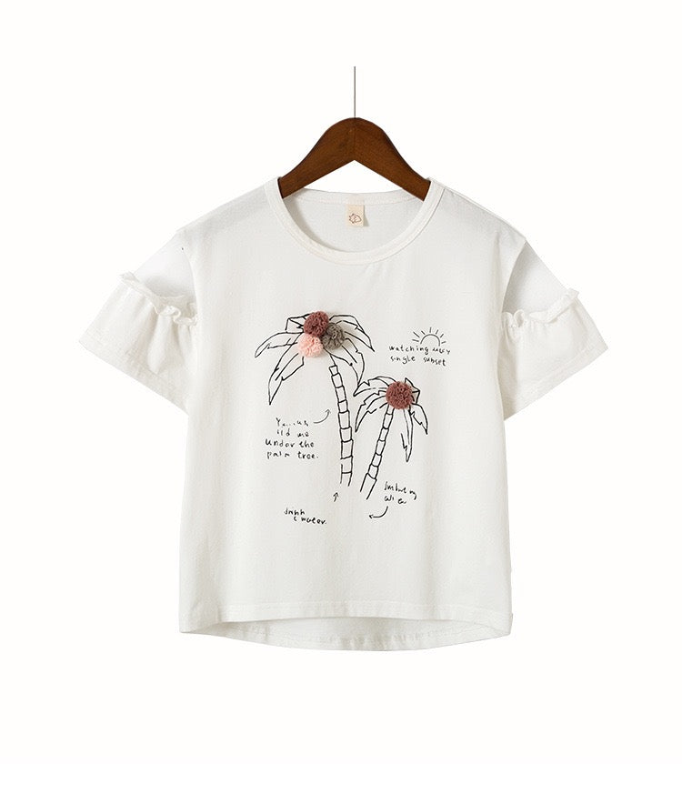 Girl's White Crew Neck T-Shirt