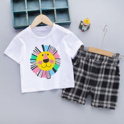 Boy's Multicolor Lion Print T-Shirt