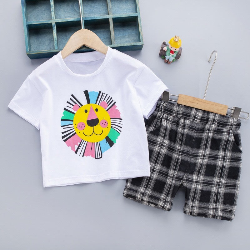 Boy's Multicolor Lion Print T-Shirt