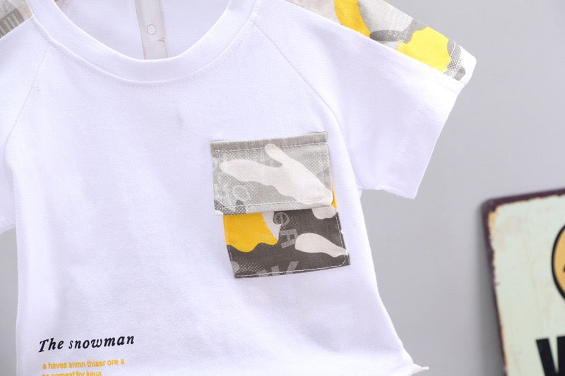 Boy's Multicolor Pocket T-Shirt & Shorts Set