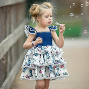 Girl's Multicolor Cap-Sleeve Dress
