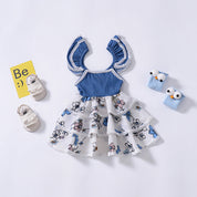 Girl's Multicolor Cap-Sleeve Dress