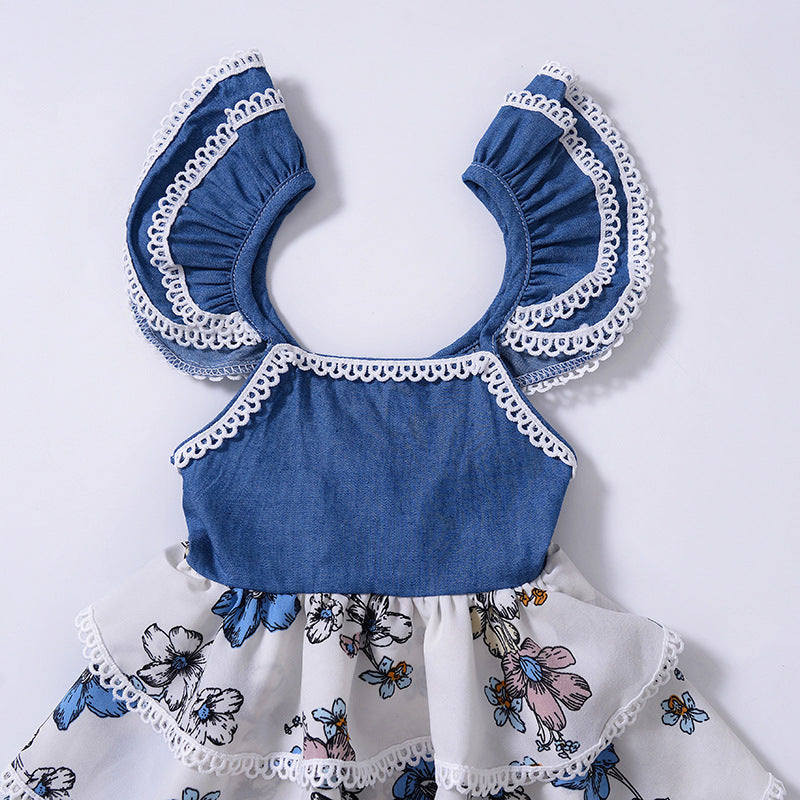 Girl's Multicolor Cap-Sleeve Dress