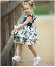 Girl's Multicolor Cap-Sleeve Dress