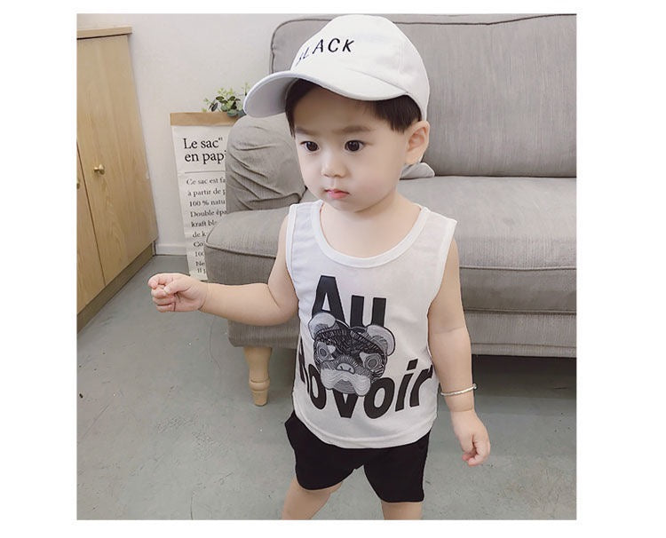 Boy's Black Crew Neck T-Shirt & Shorts Set