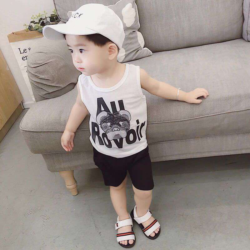 Boy's Black Crew Neck T-Shirt & Shorts Set