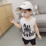 Boy's Black Crew Neck T-Shirt & Shorts Set