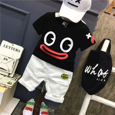 Boy's White Half-Sleeve T-Shirt & Shorts Set