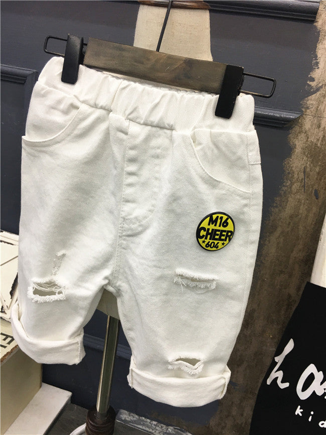 Boy's White Half-Sleeve T-Shirt & Shorts Set