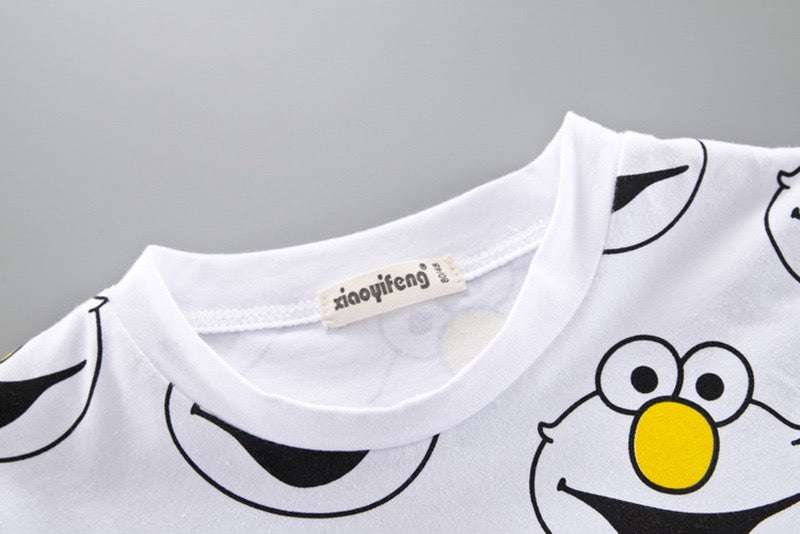 Boy's White Cartoon Print T-Shirt