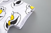 Boy's White Cartoon Print T-Shirt