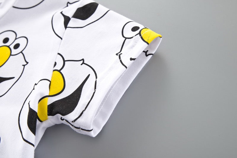 Boy's White Cartoon Print T-Shirt