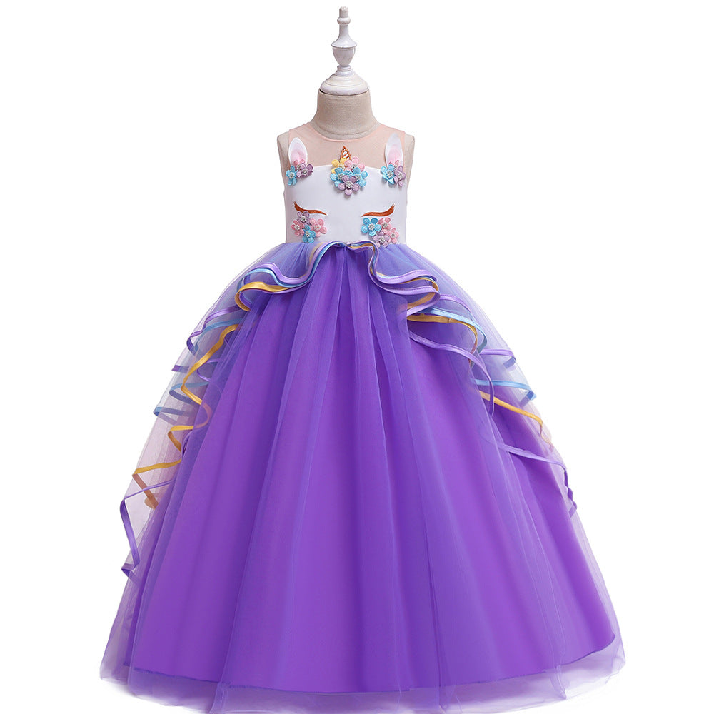 Googo Gaaga Cotton Unicorn Dress In Purple Colour