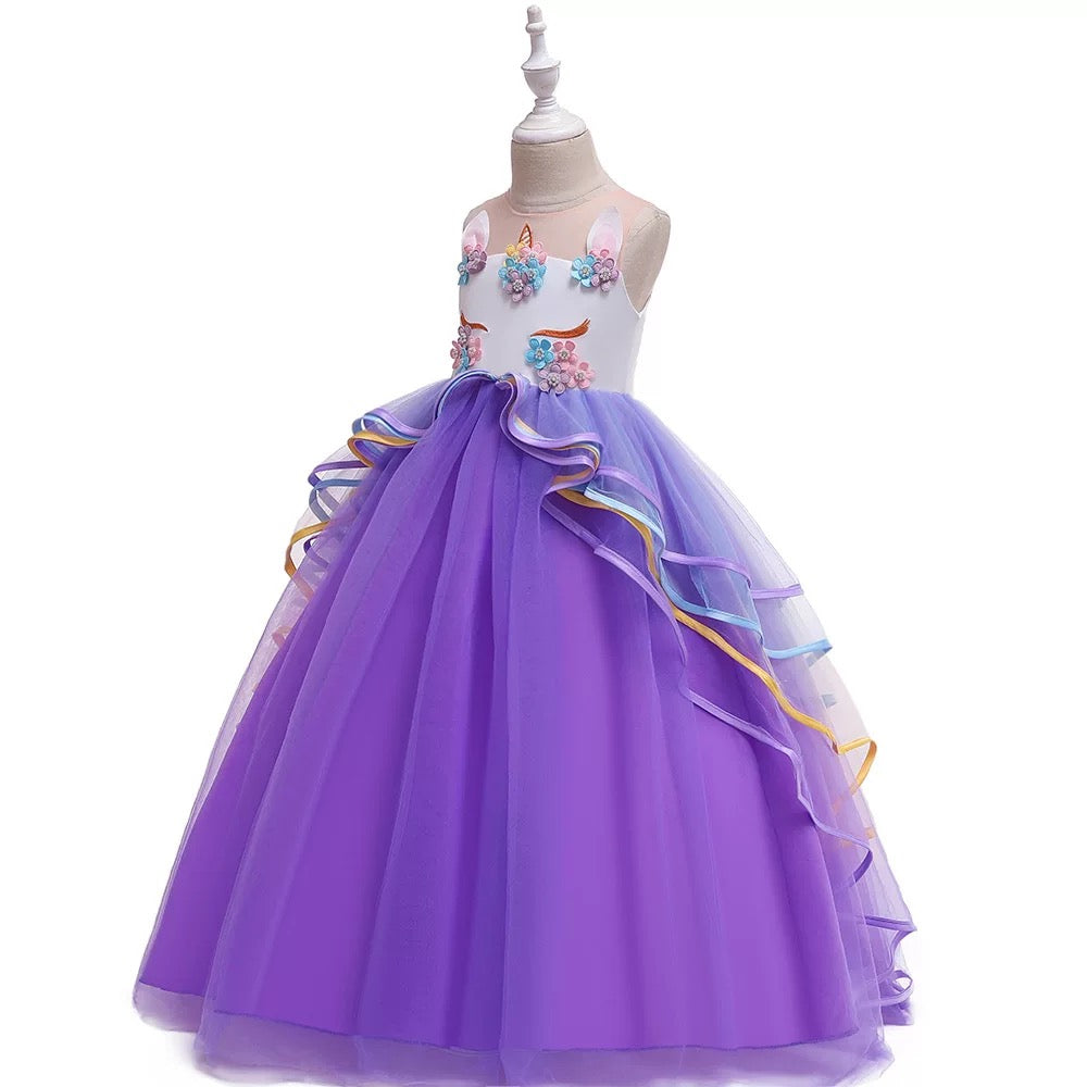 Googo Gaaga Cotton Unicorn Dress In Purple Colour