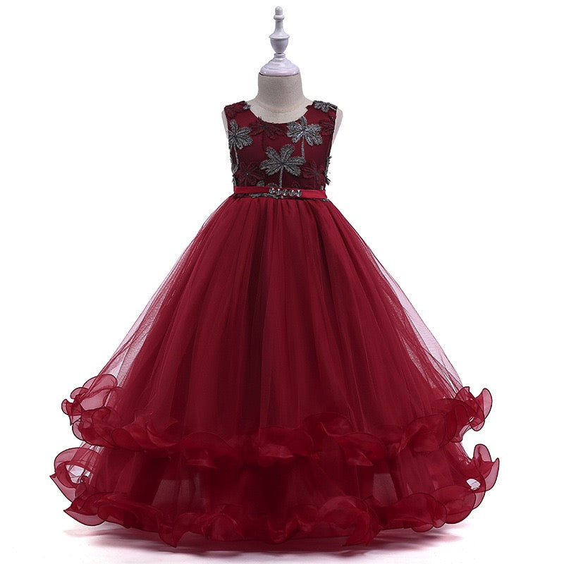 Girl's Maroon Sequin Dress