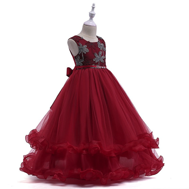 Girl's Maroon Sequin Dress