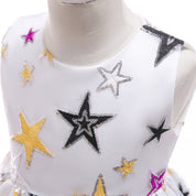 Girl's White Sequin Star Dress