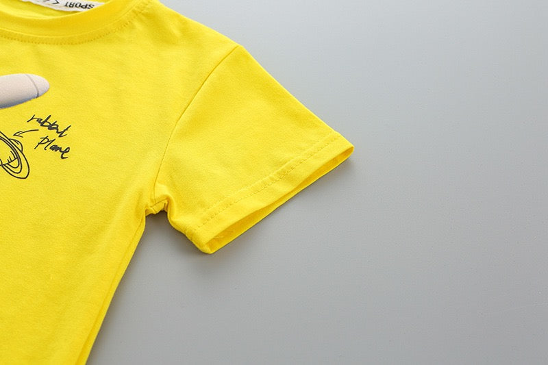 Boy's Multicolor Print Crew Neck T-Shirt & Shorts Set