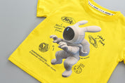 Boy's Multicolor Print Crew Neck T-Shirt & Shorts Set