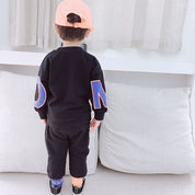 Boy's Black Graphic Sweatshirt & Pants Set