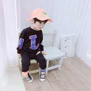 Boy's Black Graphic Sweatshirt & Pants Set