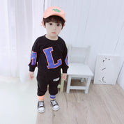 Boy's Black Graphic Sweatshirt & Pants Set