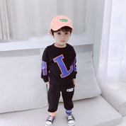 Boy's Black Graphic Sweatshirt & Pants Set