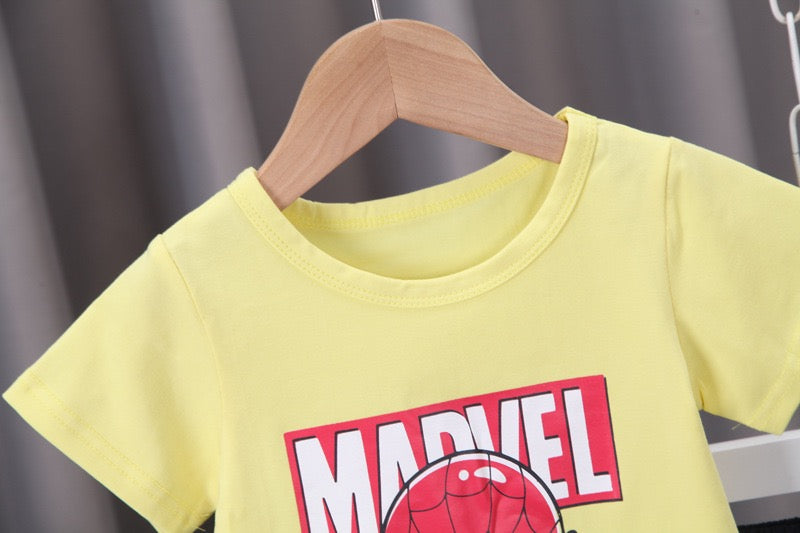 Boy's Multicolor Spiderman T-Shirt & Shorts Set