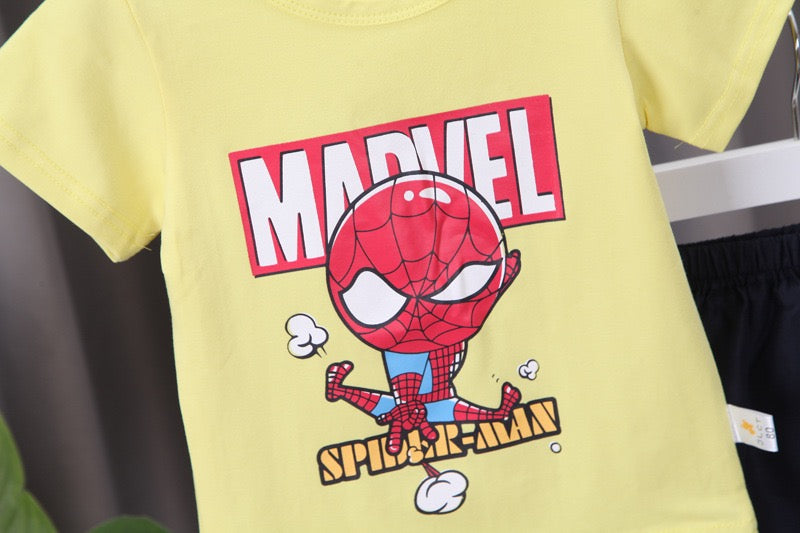 Boy's Multicolor Spiderman T-Shirt & Shorts Set