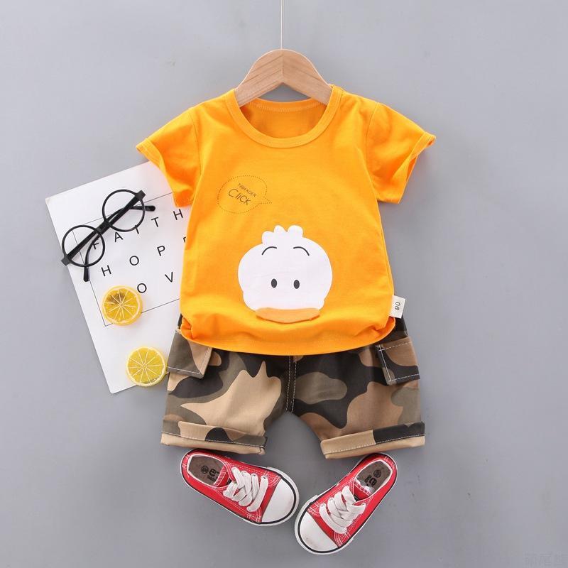 Googo Gaaga Duck Printed T-Shirt And Shorts Set In Multicolour