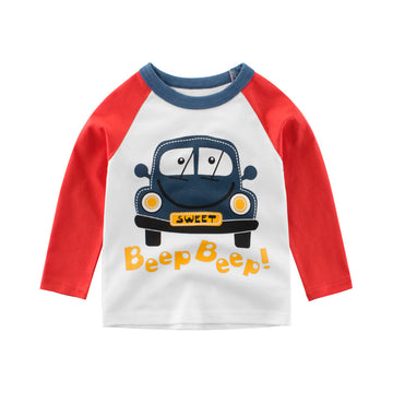 Googo Gaaga Boys Cotton Car Printed T-Shirt In Multicolour