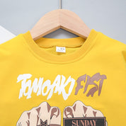 Boy's Yellow Print Sweatshirt & Pants Set