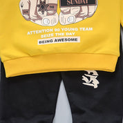 Boy's Yellow Print Sweatshirt & Pants Set