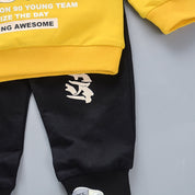 Boy's Yellow Print Sweatshirt & Pants Set