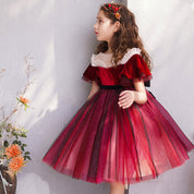 Girl's Wine Red Knee-Length Dress