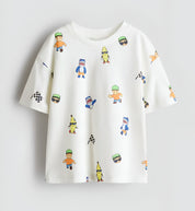 Boy's MiniCartoon Print Half-Sleeve T-Shirt - White