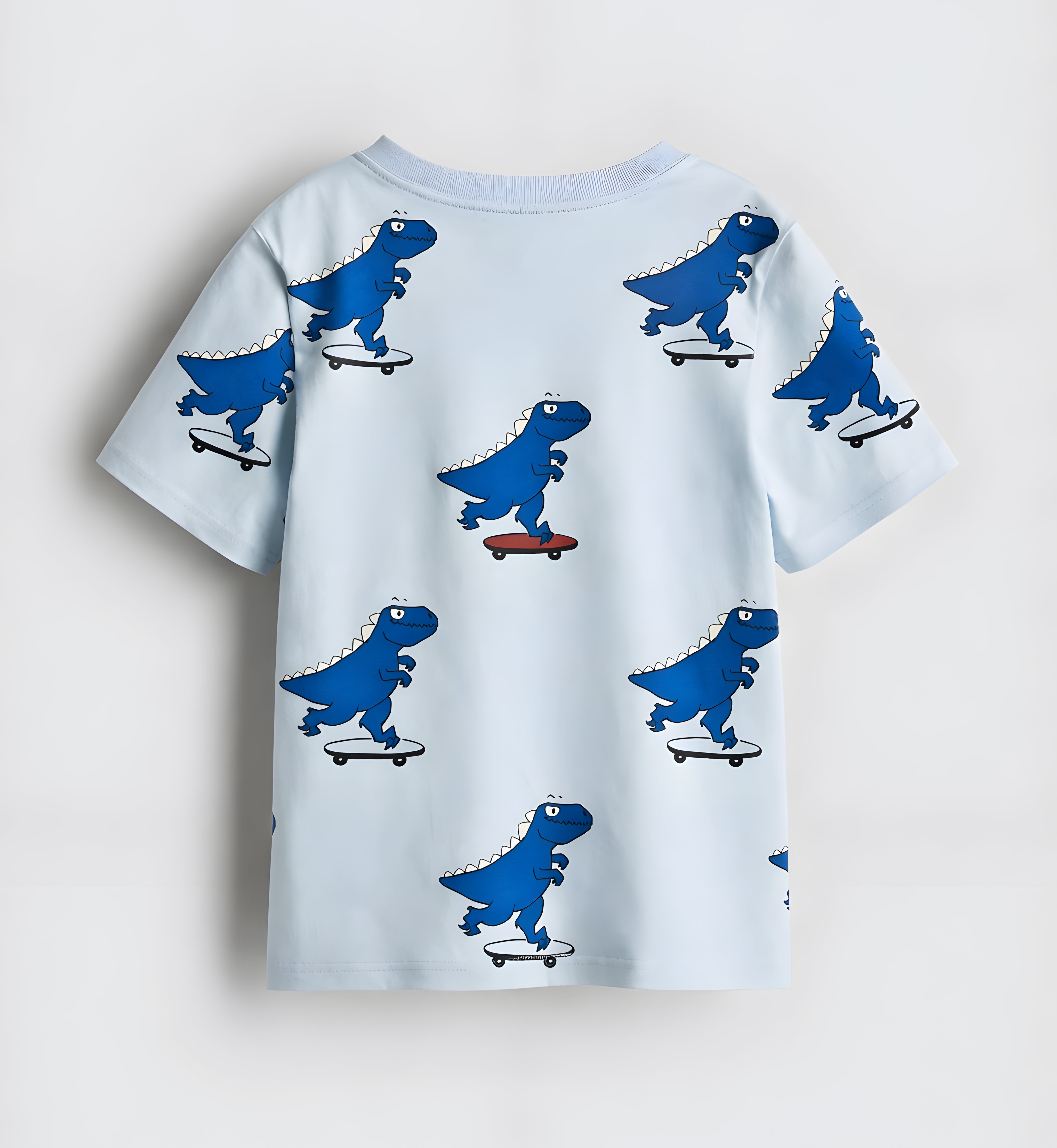 Boy's SkateDino Print Half-Sleeve T-Shirt - Blue