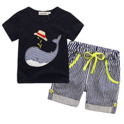 Boy's Navy Fish Print T-Shirt & Shorts Set